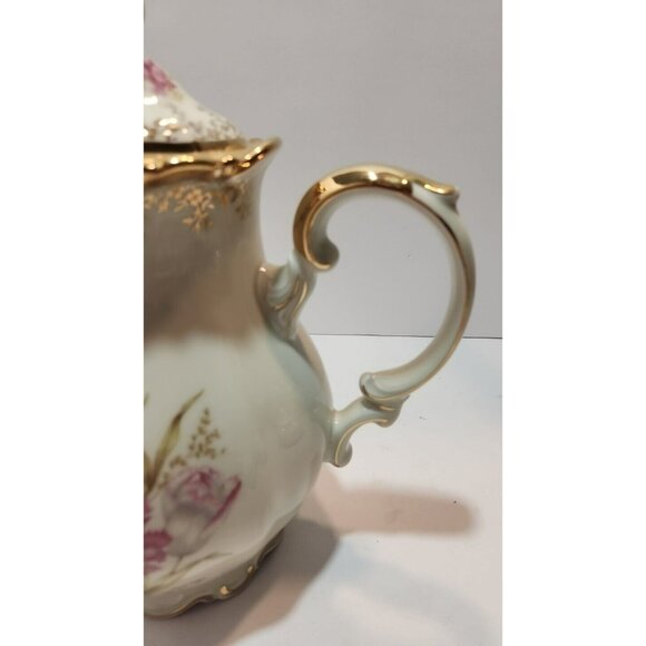 Vtg Mitterteich Bavaria Tea Set 1930's - 1940's Pink Floral w/ Gold Details Trim - Picture 14 of 16